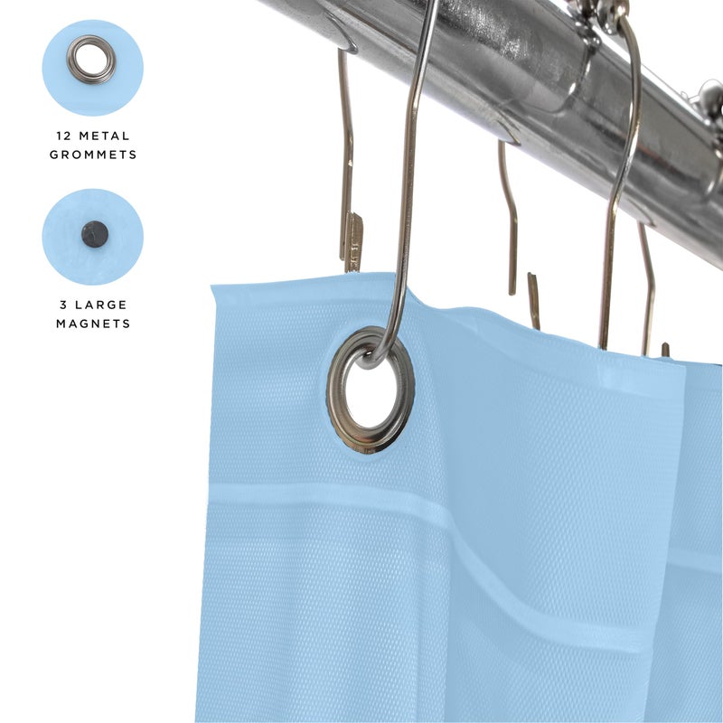 Bath Bliss PVC Heavy Weight Shower Curtain Liner | 4G | 70"x72" | Rust Resistant Copper Grommets | Magnetic Hem | Blue - Image 3